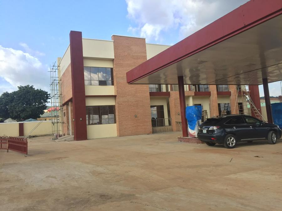 Fuelling canopy over the finished forecourt